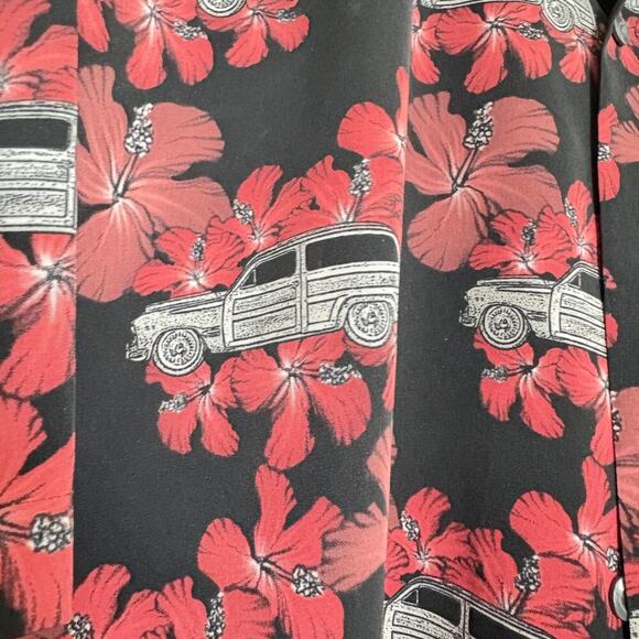 Pineapple Connection Tiki Woody Wagon Aloha Shirt XL Hibiscus Vintage Dadcore - Picture 6 of 6